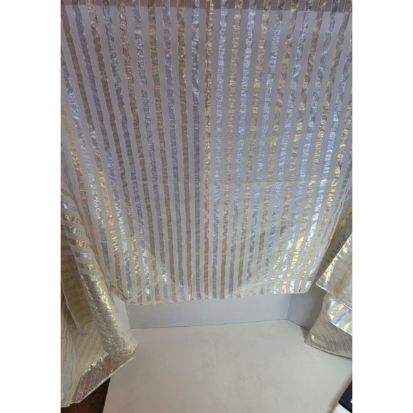 White, Silver Gold Semi-Sheer Gossamer Rectangular Scarf Wrap 65" x 20" - Picture 1 of 7